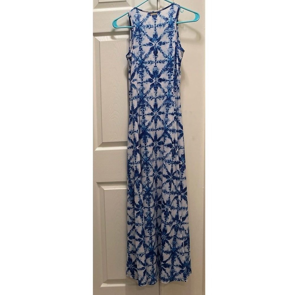 Michael Kors Glazed Tile Tie Dye Maxi Dress Royal Blue & White Women's X-Small - Picture 2 of 6